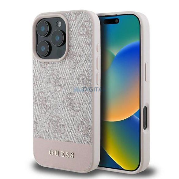 Guess GUHCP16XG4GLPI 4G Bottom Stripe keménytok iPhone 16 Pro Max - rózsaszín