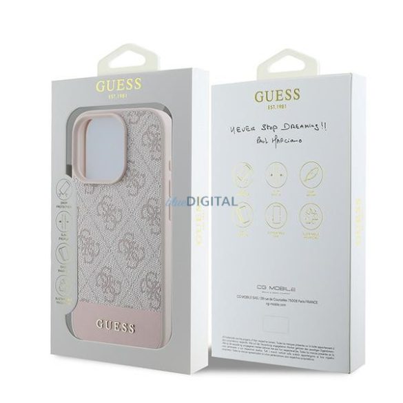 Guess GUHCP16XG4GLPI 4G Bottom Stripe keménytok iPhone 16 Pro Max - rózsaszín