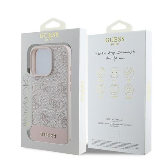 Guess GUHCP16XG4GLPI 4G Bottom Stripe keménytok iPhone 16 Pro Max - rózsaszín