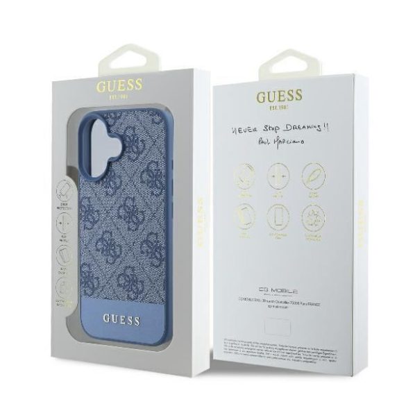 Guess GUHCP16SG4GLBL 4G Bottom Stripe keménytok iPhone 16 - kék