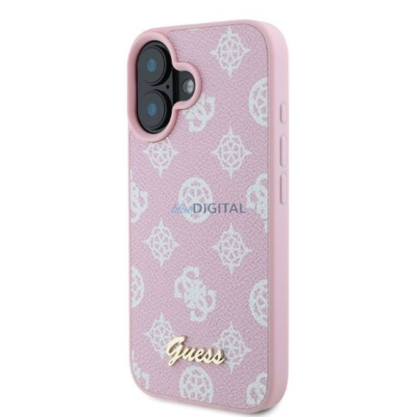 Guess GUHMP16SPGPYSP Peony Script MagSafe keménytok iPhone 16 - rózsaszín