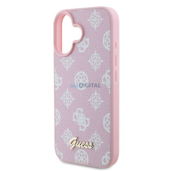 Guess GUHMP16SPGPYSP Peony Script MagSafe keménytok iPhone 16 - rózsaszín