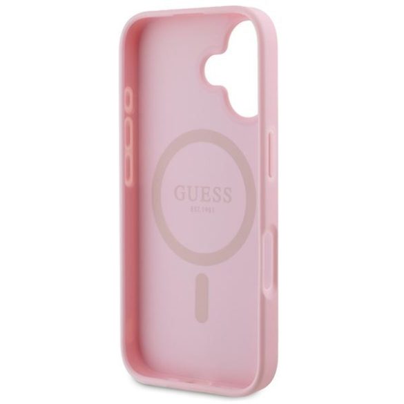 Guess GUHMP16MPGPYSP Peony Script Logo MagSafe keménytok iPhone 16 Plus - rózsaszín