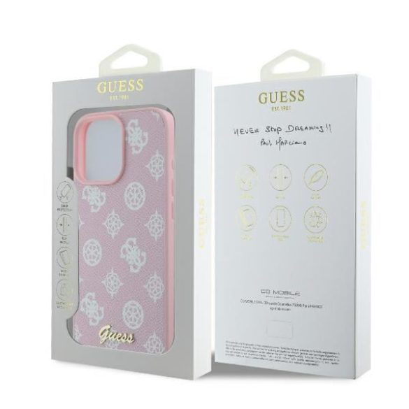 Guess GUHMP16LPGPYSP Peony Script Logo MagSafe keménytok iPhone 16 Pro - rózsaszín