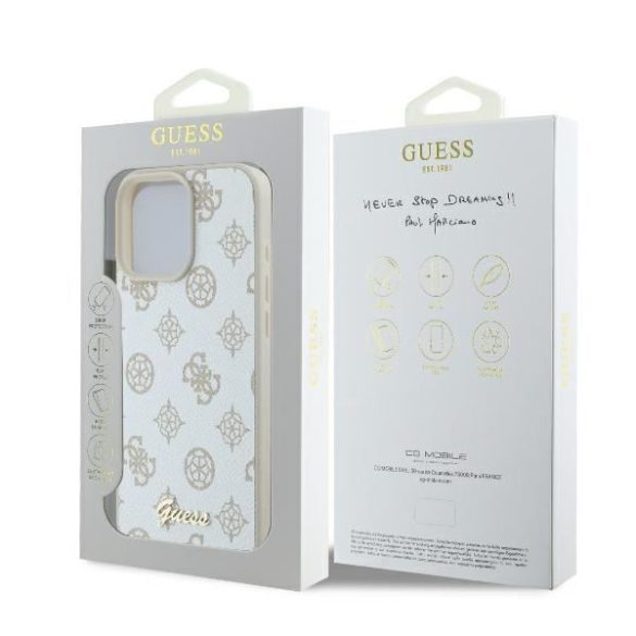 Guess GUHMP16LPGPYSH Peony Script Logo MagSafe keménytok iPhone 16 Pro - fehér