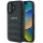 AMG AMHCP16SGSEBK Leather Debossed Lines Black Logo keménytok iPhone 16 - fekete