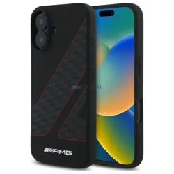   AMG AMHMP16S2SCFR Checkered Flag Pattern MagSafe-kompatibilis keménytok iPhone 16 - fekete