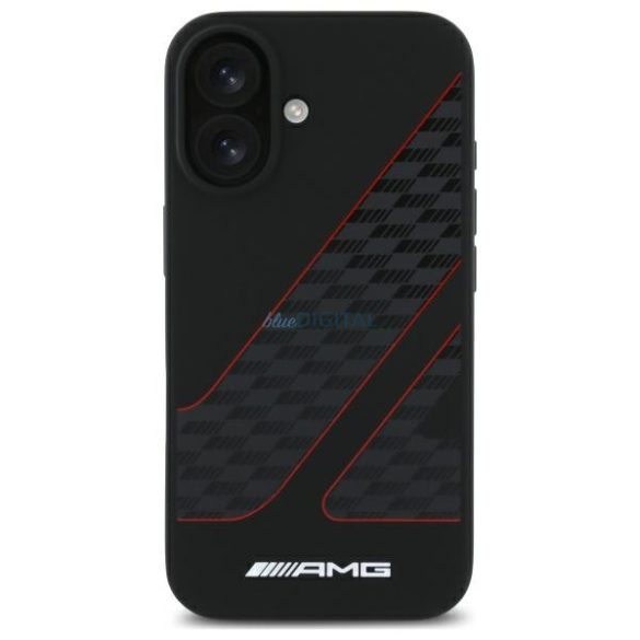 AMG AMHMP16S2SCFR Checkered Flag Pattern MagSafe-kompatibilis keménytok iPhone 16 - fekete