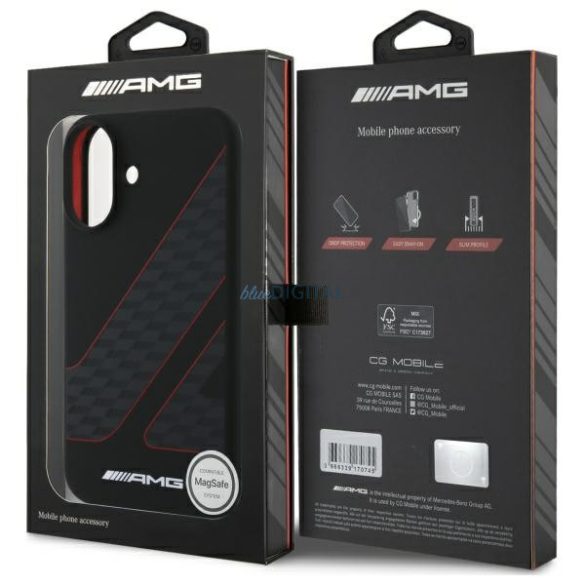 AMG AMHMP16S2SCFR Checkered Flag Pattern MagSafe-kompatibilis keménytok iPhone 16 - fekete