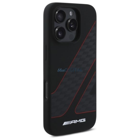 AMG AMHMP16L2SCFR Checkered Flag Pattern MagSafe-kompatibilis keménytok iPhone 16 Pro - fekete