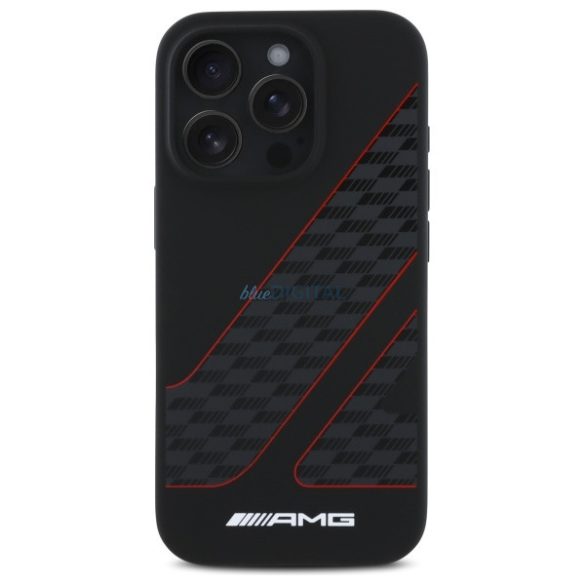 AMG AMHMP16L2SCFR Checkered Flag Pattern MagSafe-kompatibilis keménytok iPhone 16 Pro - fekete