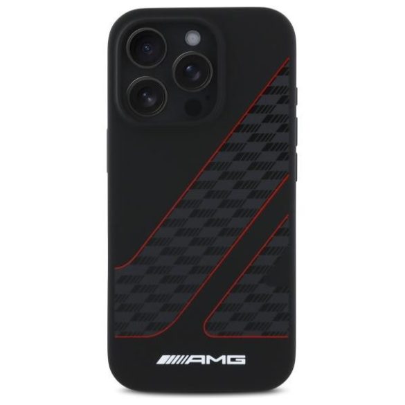 AMG AMHMP16X2SCFR Checkered Flag Pattern MagSafe-kompatibilis keménytok iPhone 16 Pro Max - fekete