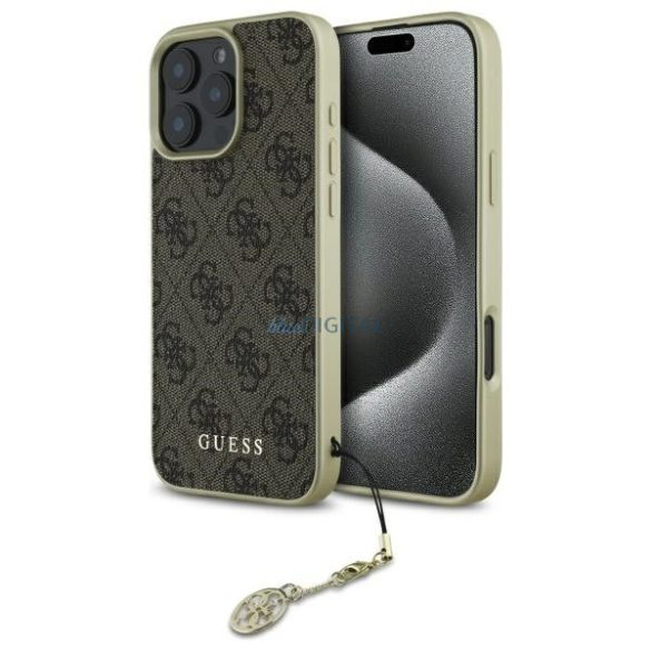 Guess GUHCP16LGF4GBR 4G Charms Collection keménytok iPhone 16 Pro - barna