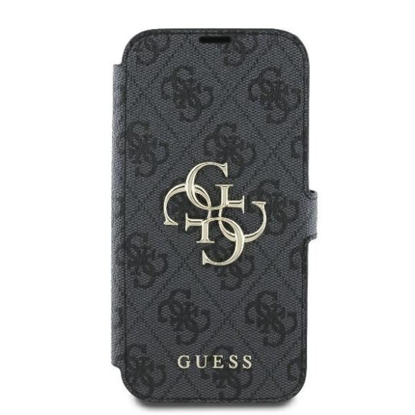 Guess GUBKP16S4GMGGR 4G Metal Logo könyvtok iPhone 16 - fekete