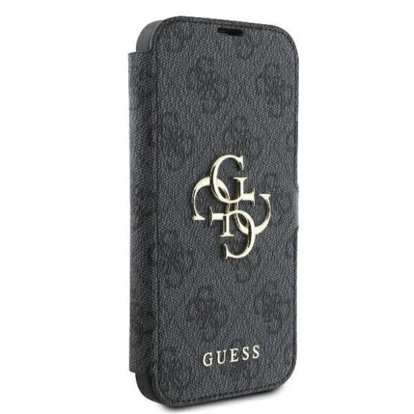 Guess GUBKP16S4GMGGR 4G Metal Logo könyvtok iPhone 16 - fekete