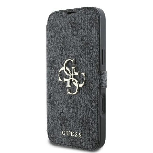 Guess GUBKP16M4GMGGR 4G Metal Logo könyvtok iPhone 16 Plus - fekete