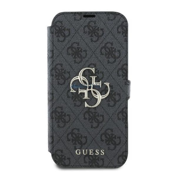 Guess GUBKP16M4GMGGR 4G Metal Logo könyvtok iPhone 16 Plus - fekete