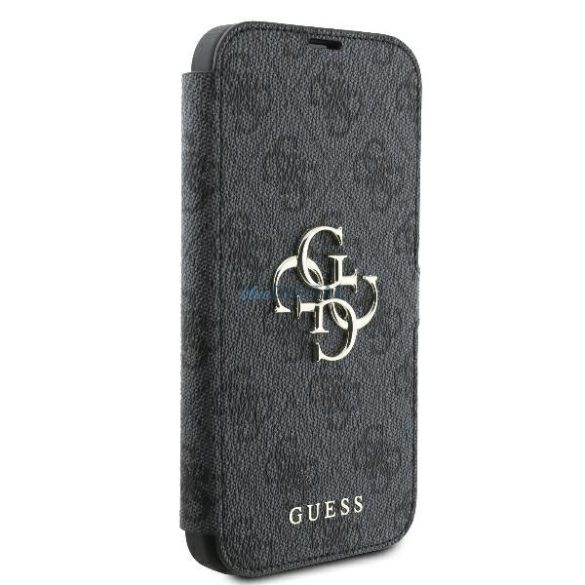 Guess GUBKP16M4GMGGR 4G Metal Logo könyvtok iPhone 16 Plus - fekete