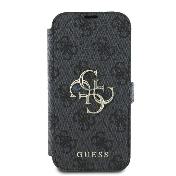 Guess GUBKP16L4GMGGR 4G Metal Logo könyvtok iPhone 16 Pro - fekete