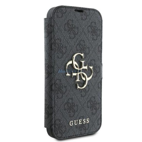 Guess GUBKP16L4GMGGR 4G Metal Logo könyvtok iPhone 16 Pro - fekete