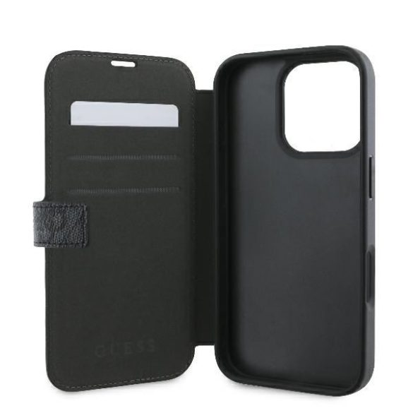 Guess GUBKP16X4GMGGR 4G Metal Logo könyvtok iPhone 16 Pro Max - fekete