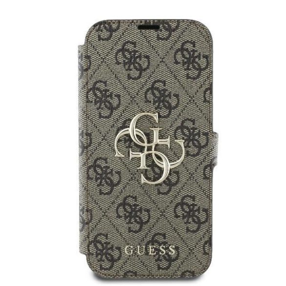 Guess GUBKP16S4GMGBR 4G Metal Logo könyvtok iPhone 16 - barna