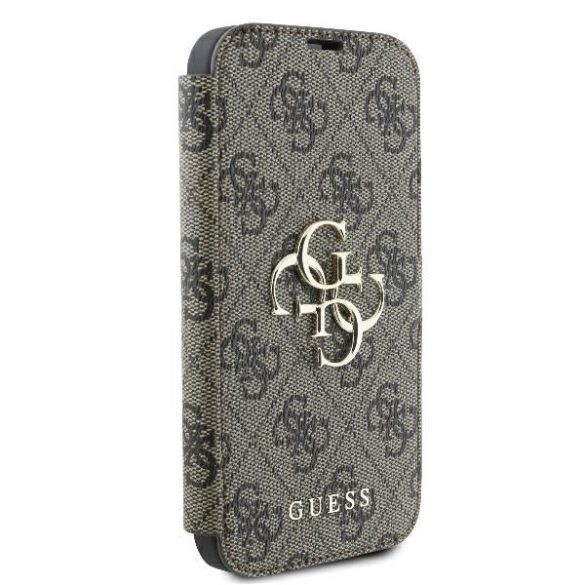 Guess GUBKP16S4GMGBR 4G Metal Logo könyvtok iPhone 16 - barna