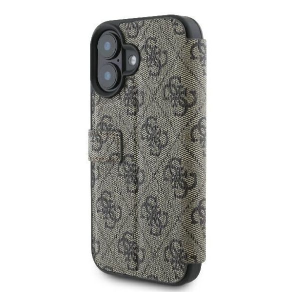 Guess GUBKP16S4GMGBR 4G Metal Logo könyvtok iPhone 16 - barna