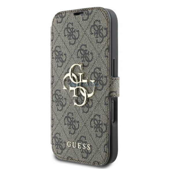 Guess GUBKP16M4GMGBR 4G Metal Logo könyvtok iPhone 16 Plus - barna