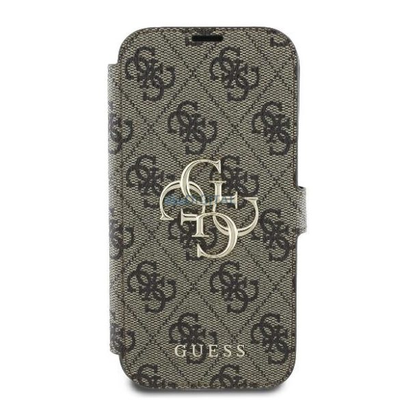 Guess GUBKP16L4GMGBR 4G Metal Logo könyvtok iPhone 16 Pro - barna