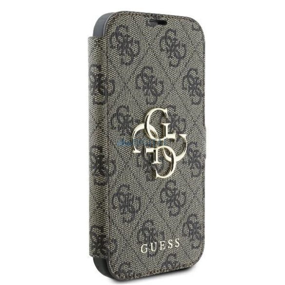 Guess GUBKP16L4GMGBR 4G Metal Logo könyvtok iPhone 16 Pro - barna