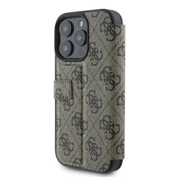 Guess GUBKP16L4GMGBR 4G Metal Logo könyvtok iPhone 16 Pro - barna