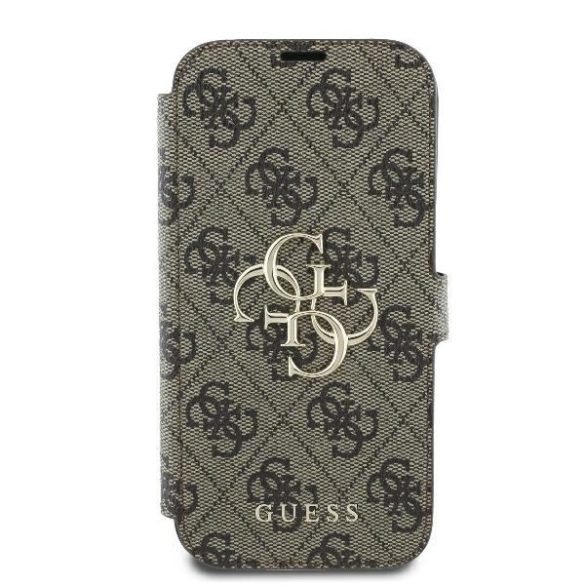 Guess GUBKP16X4GMGBR 4G Metal Logo könyvtok iPhone 16 Pro Max - barna