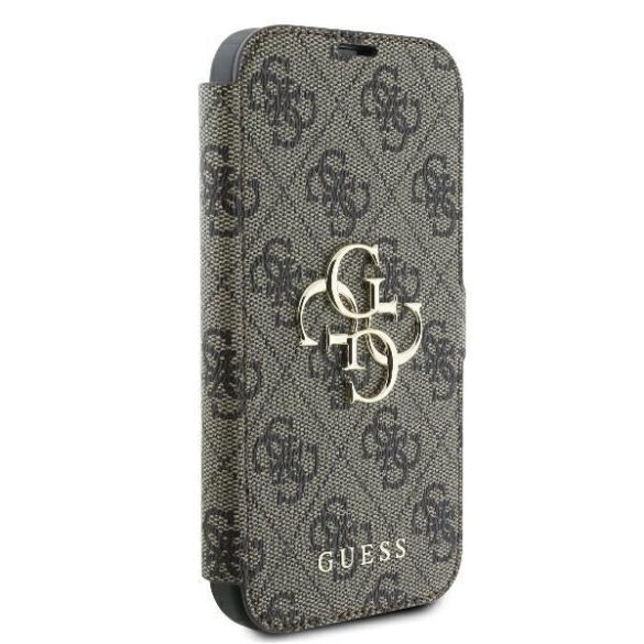 Guess GUBKP16X4GMGBR 4G Metal Logo könyvtok iPhone 16 Pro Max - barna