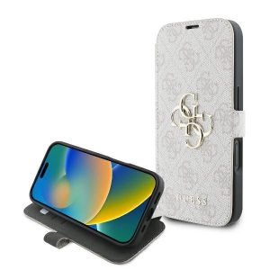 Guess GUBKP16M4GMGPII 4G Metal Logo könyvtok iPhone 16 Plus - rózsaszín