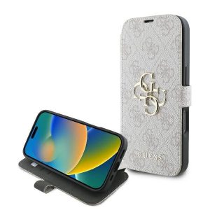 Guess GUBKP16L4GMGPI 4G Metal Logo könyvtok iPhone 16 Pro - rózsaszín