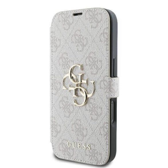 Guess GUBKP16X4GMGPI 4G Metal Logo könyvtok iPhone 16 Pro Max - rózsaszín