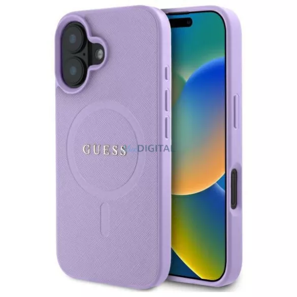 Guess GUHMP16SPSAHMCU Saffiano MagSafe keménytok iPhone 16 16 - lila