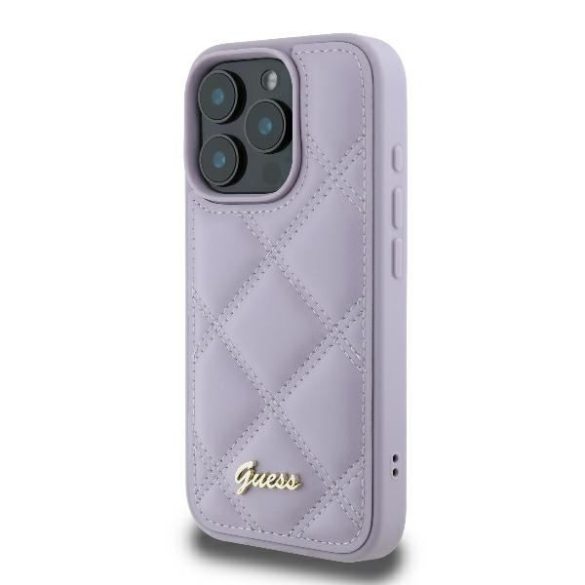 Guess GUHCP16LPSQSQSU Quilted Metal Logo keménytok iPhone 16 Pro - lila