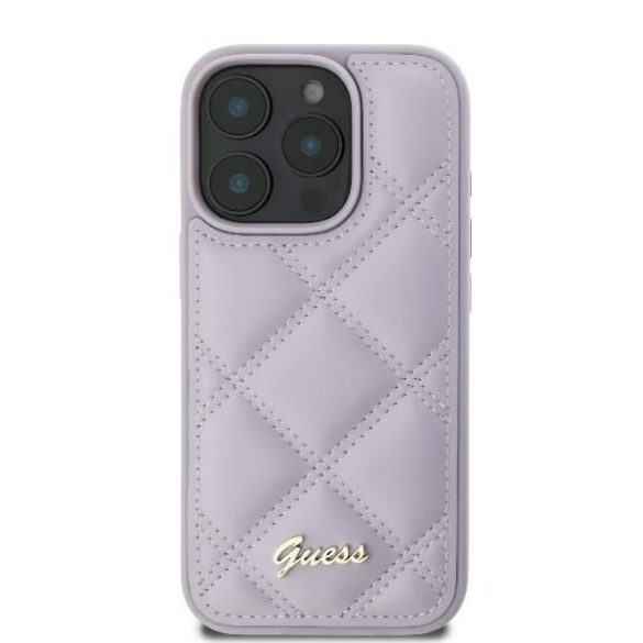 Guess GUHCP16LPSQSQSU Quilted Metal Logo keménytok iPhone 16 Pro - lila