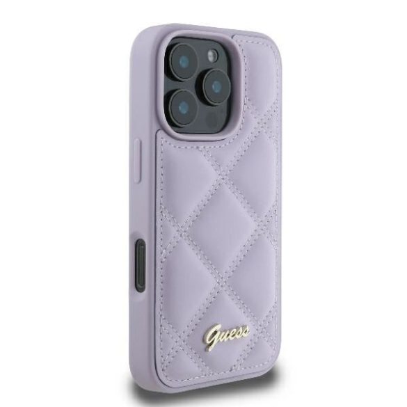 Guess GUHCP16LPSQSQSU Quilted Metal Logo keménytok iPhone 16 Pro - lila