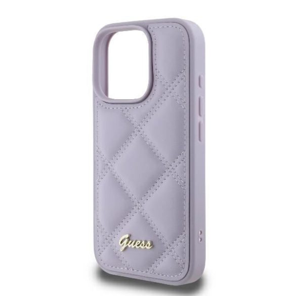 Guess GUHCP16LPSQSQSU Quilted Metal Logo keménytok iPhone 16 Pro - lila