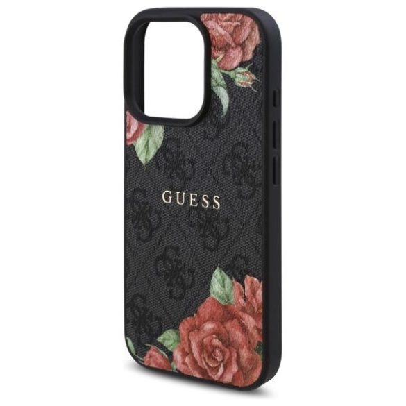 Guess GUHMP16XP4ROPEMCK 4G Flowers Print MagSafe-kompatibilis tok iPhone 16 Pro Max - fekete