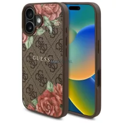  Guess GUHMP16SP4ROPEMCW 4G Flowers Print MagSafe-kompatibilis tok iPhone 16 - barna