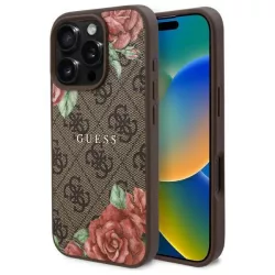   Guess GUHMP16XP4ROPEMCW 4G Flowers Print MagSafe-kompatibilis tok iPhone 16 Pro Max - barna
