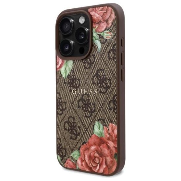 Guess GUHMP16XP4ROPEMCW 4G Flowers Print MagSafe-kompatibilis tok iPhone 16 Pro Max - barna