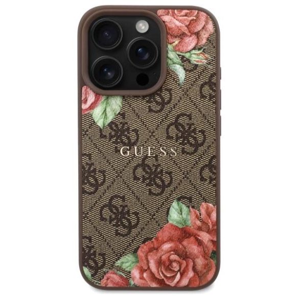 Guess GUHMP16XP4ROPEMCW 4G Flowers Print MagSafe-kompatibilis tok iPhone 16 Pro Max - barna