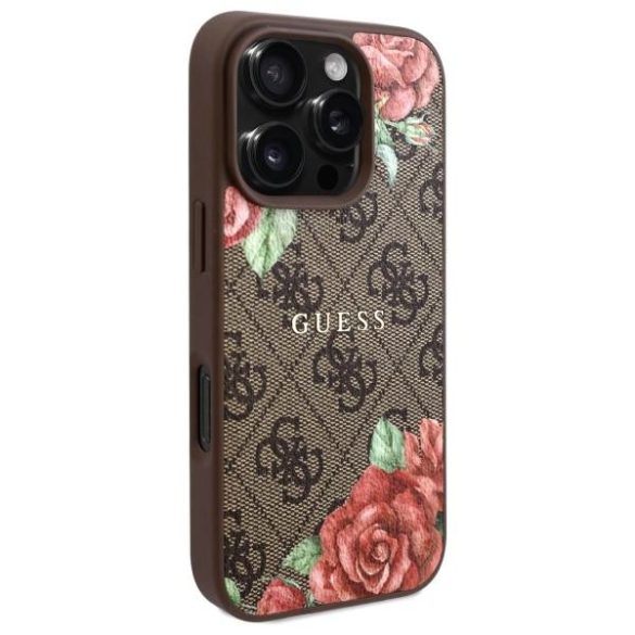 Guess GUHMP16XP4ROPEMCW 4G Flowers Print MagSafe-kompatibilis tok iPhone 16 Pro Max - barna