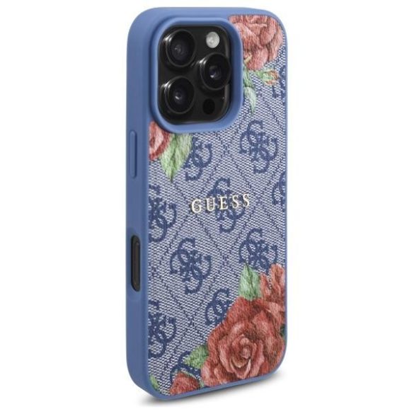 Guess GUHMP16XP4ROPEMCB 4G Flowers Print MagSafe-kompatibilis tok iPhone 16 Pro Max - kék