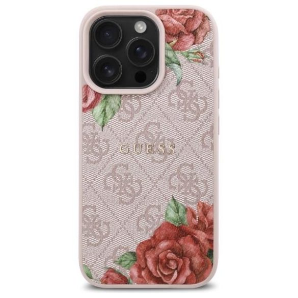 Guess GUHMP16XP4ROPEMCP 4G Flowers Print MagSafe-kompatibilis tok iPhone 16 Pro Max - rózsaszín